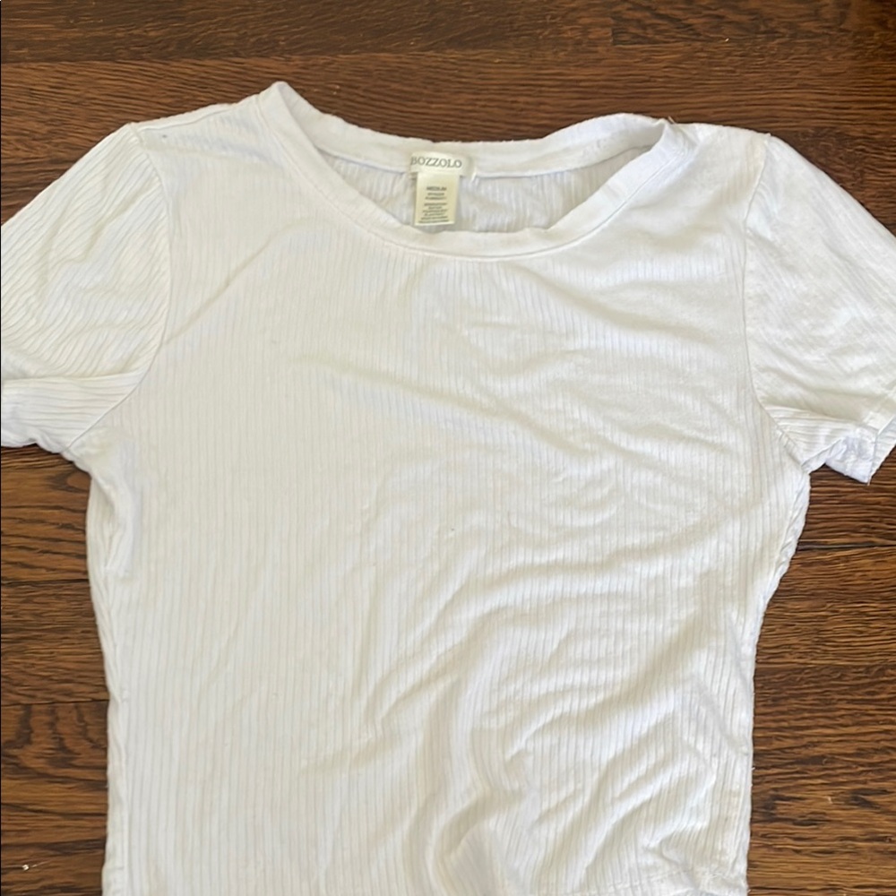 White Ribbed Women's Top